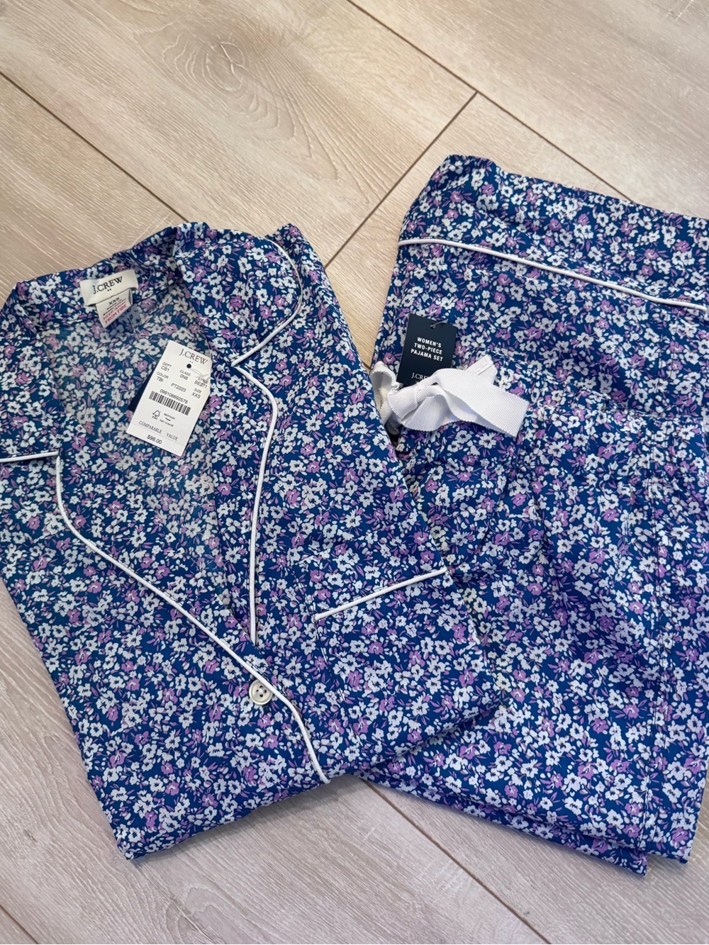 J. Crew Short-sleeve printed woven top and cropped pant pajama set